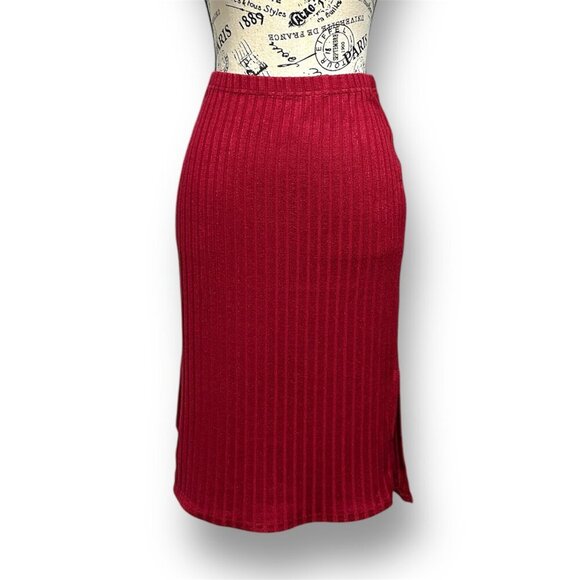 Anthropologie After Market M Burgundy Pleated Midi Skirt Academia Office Retro - Picture 2 of 8